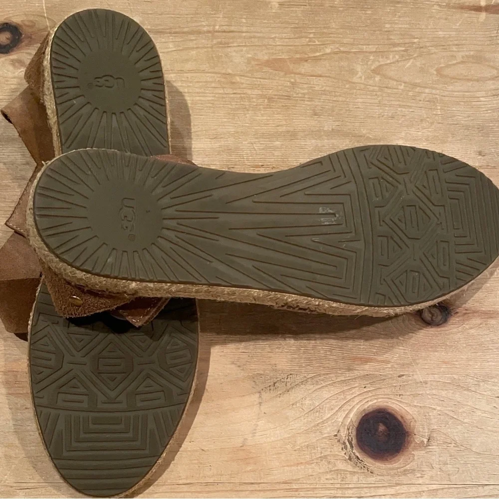 NWOT UGG Mila Strappy Espadrille Gladiator Sandals Brown Suede Ankle Strap 9